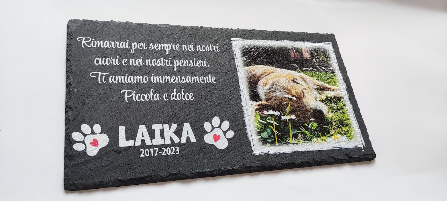 Lapide Commemorativa Personalizzata Per Animali Domestici - 15x15 Cm, Ricordo Per Cani E Gatti
