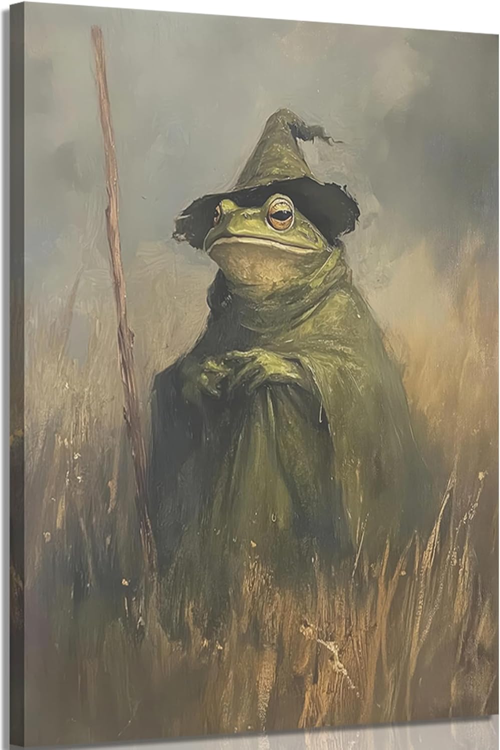 VPUQWGKE Witch Bathroom Reading Canvas Wall Art PrintBathroom Bathtub Picture Halloween Witch Painting Wall Decor Suitable for living room bedroom Decoration 16x24in