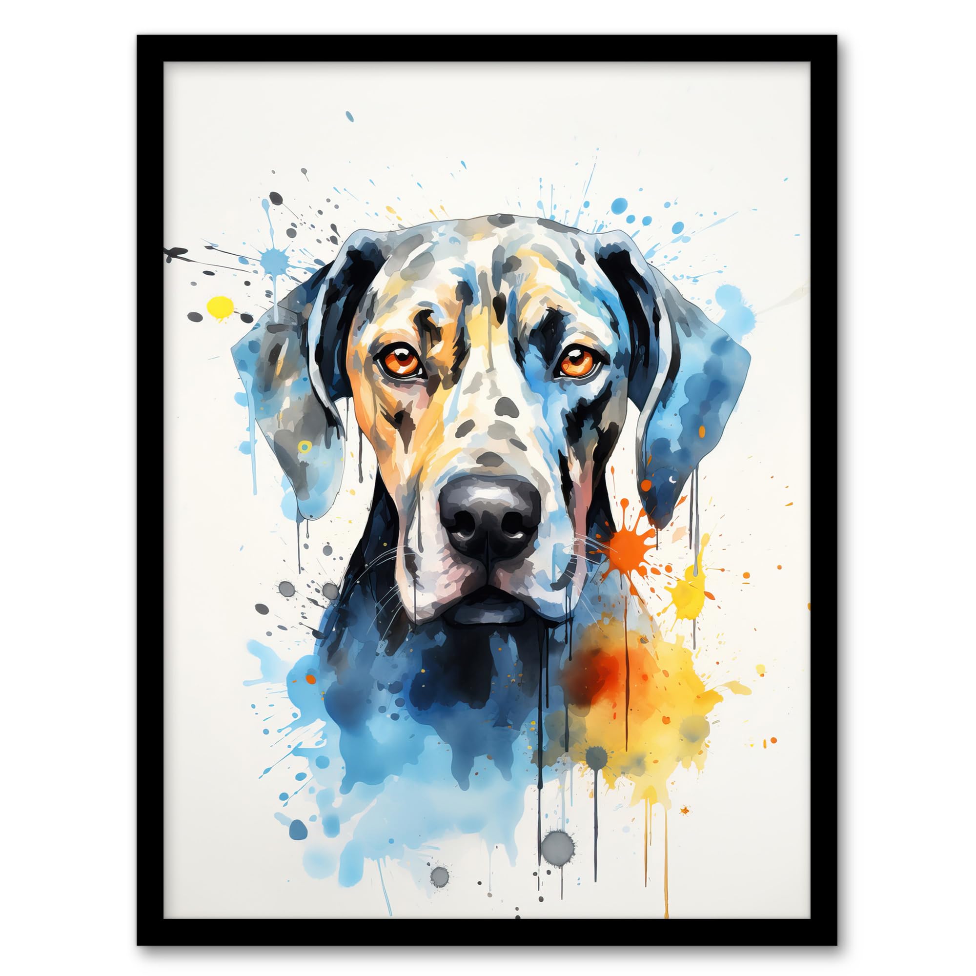 Artery8 Great Dane Lovers Gift Watercolour Pet Portrait Painting Wall Art PrintA4 Size from B&Q