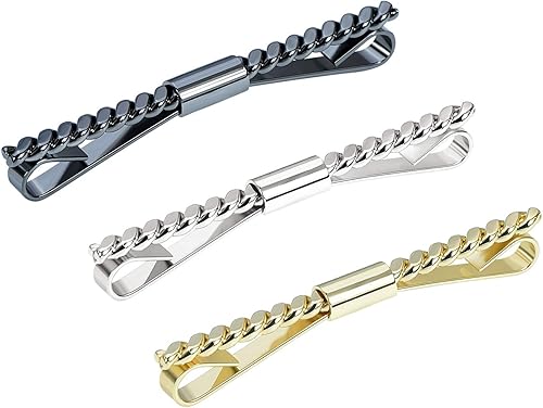 3PCS Men's Classic Tie Clips Shirt Collar Clip Collar Bar for Necktie Gold Silver Black Tone Necktie Bar Pinch Clips Tie Pins Collar Holder