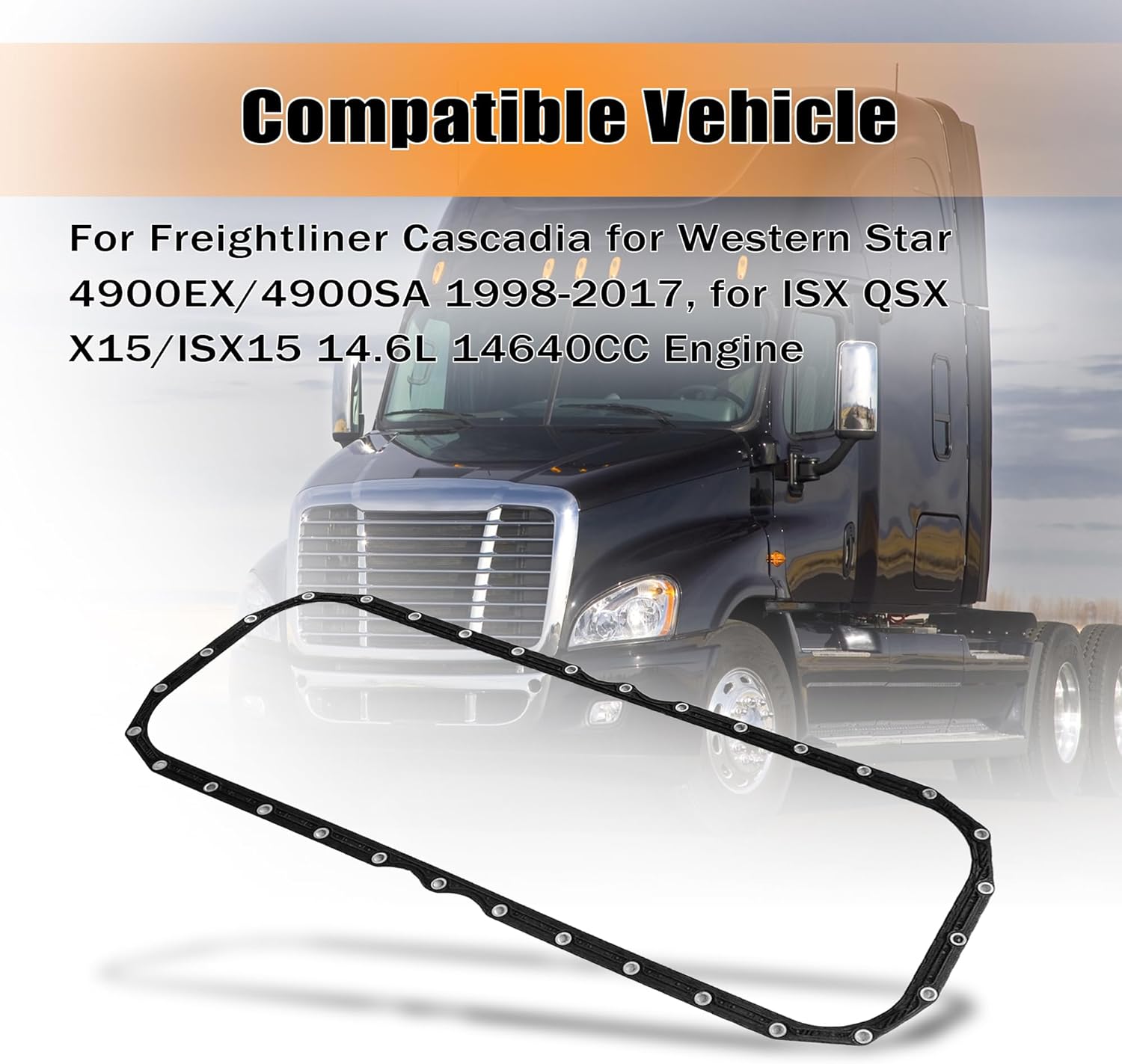 PartsFlow Truck Bus Oil Pan Gasket Oil Seal Replace# 4026684 for Freightliner Cascadia for Western Star 4900EX/4900SA 1998-2017, for ISX QSX X15/ISX15 15L 14640CC Engines
