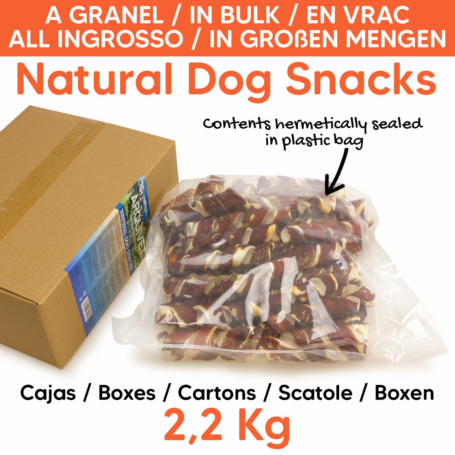 Enten-Kauspirale (Großpackung – 2,2 kg) – natürliche Snacks für Hunde
