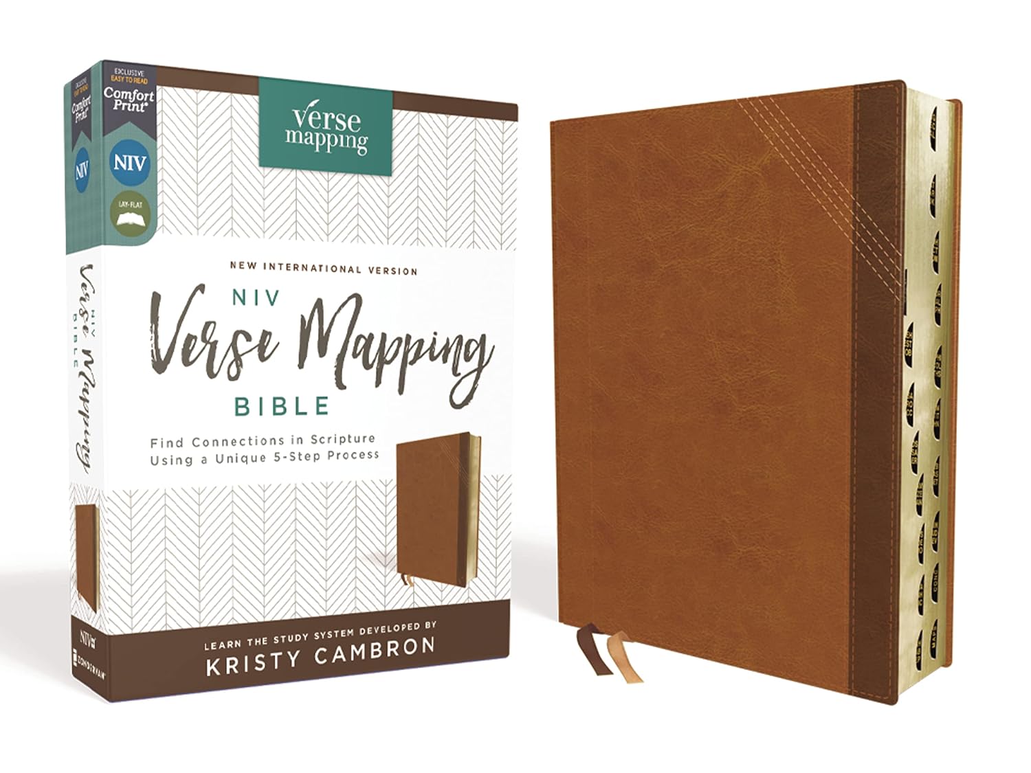 NIV, Verse Mapping Bible, Leathersoft, Brown, Thumb Indexed, Comfort ...