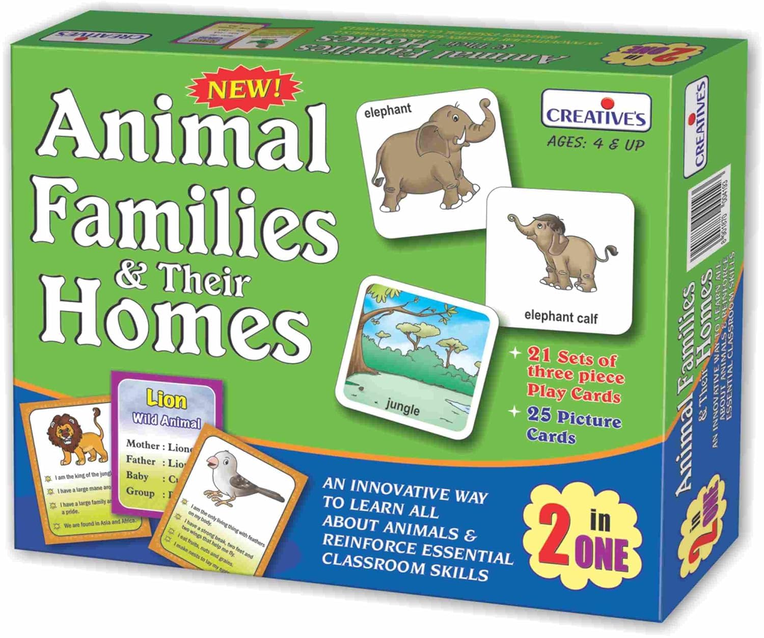 Creative’s Animal Families and Their Homes 2 in 1| Pre-School Games | Learn About Domestic and Wild Animals and Their Homes | Boys & Girls | Learning Card Games for Kids | Ages 4 & Up
