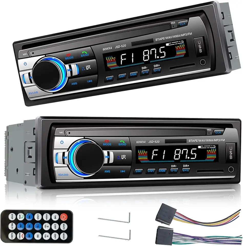 JSD-520 Rádio Automotivo com Bluetooth, MP3 Player, Display Digital LCD, USB, FM, Potência 60W x 4, Painel Destacável