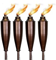 Decowindow Bronze Garden Torches Pack of 4 - Citronella Tiki Torches for Patio Lawn Backyard Bug Repellent Ambiance