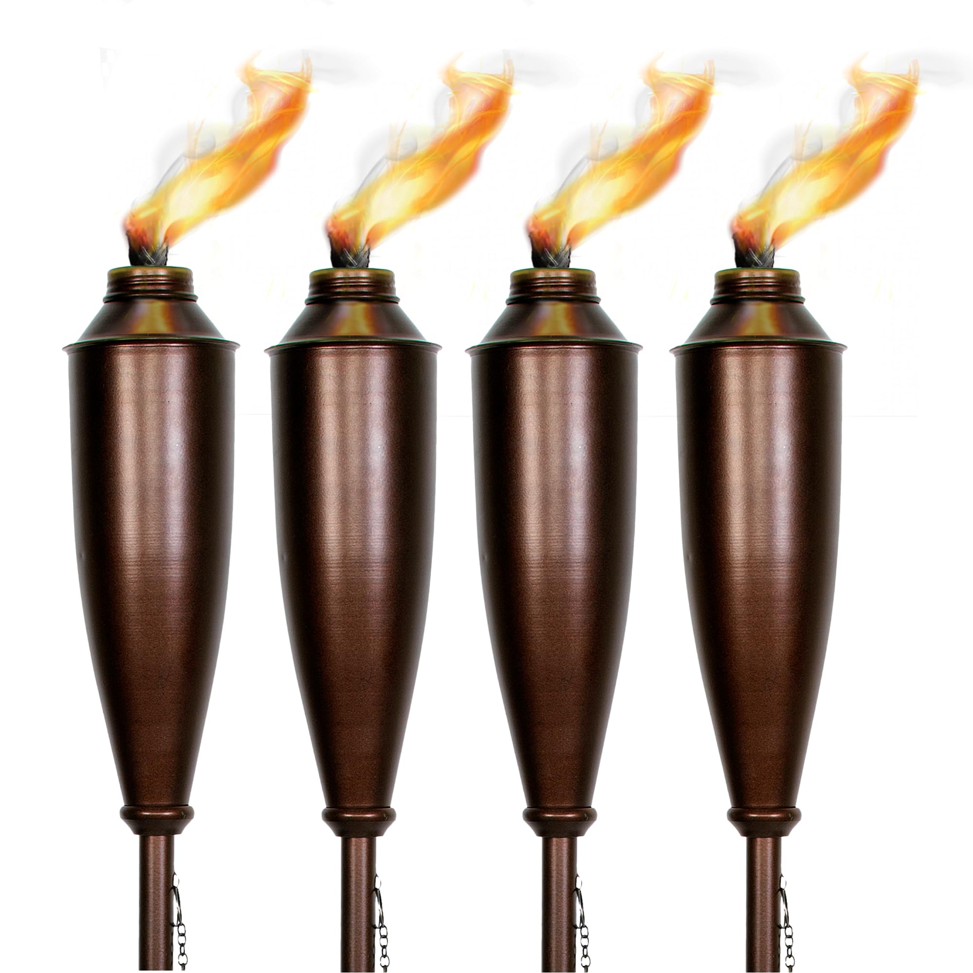 Deco Window Home Garden Torch Set Of 4 Natural Flickering Flame Outdoor Lighting 60 Inch Citronella Oil Lamp For Party Patio Pathway (Brown)