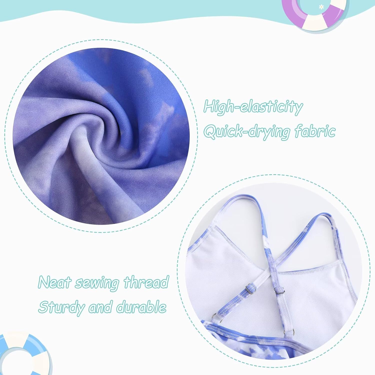 Girls One Piece Swimsuits Tie Dye Bathing Suit Hawaiian Summer Swimwear for Girls 3-16 Years - Image 4