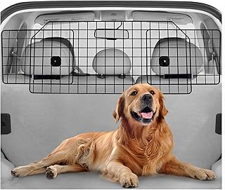 rabbitgoo Dog Car Barrier for SUVs, Adjustable Large Pet Barriers Universal-Fit, Heavy-Duty Wire Mesh Dog Van Guard, Pet Vehicles Gate for Cargo Area, Safety Car Divider for Safety Dogs Travel