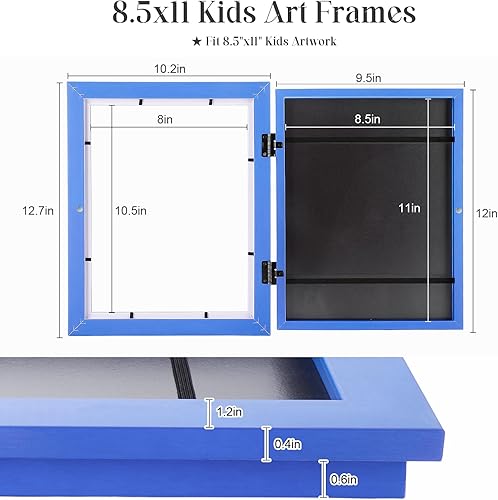 Miniatura 172 de [Paquete de 2] Marcos de arte para niños, marcos de arte para niños, de 8.5 x 11 pulgadas, con apertura frontal, intercambiables, marco de Crema