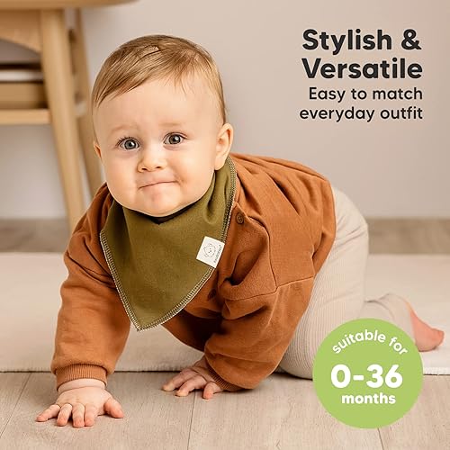 Miniatura 4 de Paquete de 8 baberos orgánicos para bebé baberos unisex elegantes baberos de bandana súper absorbentes baberos de dentición suave para bebés baberos