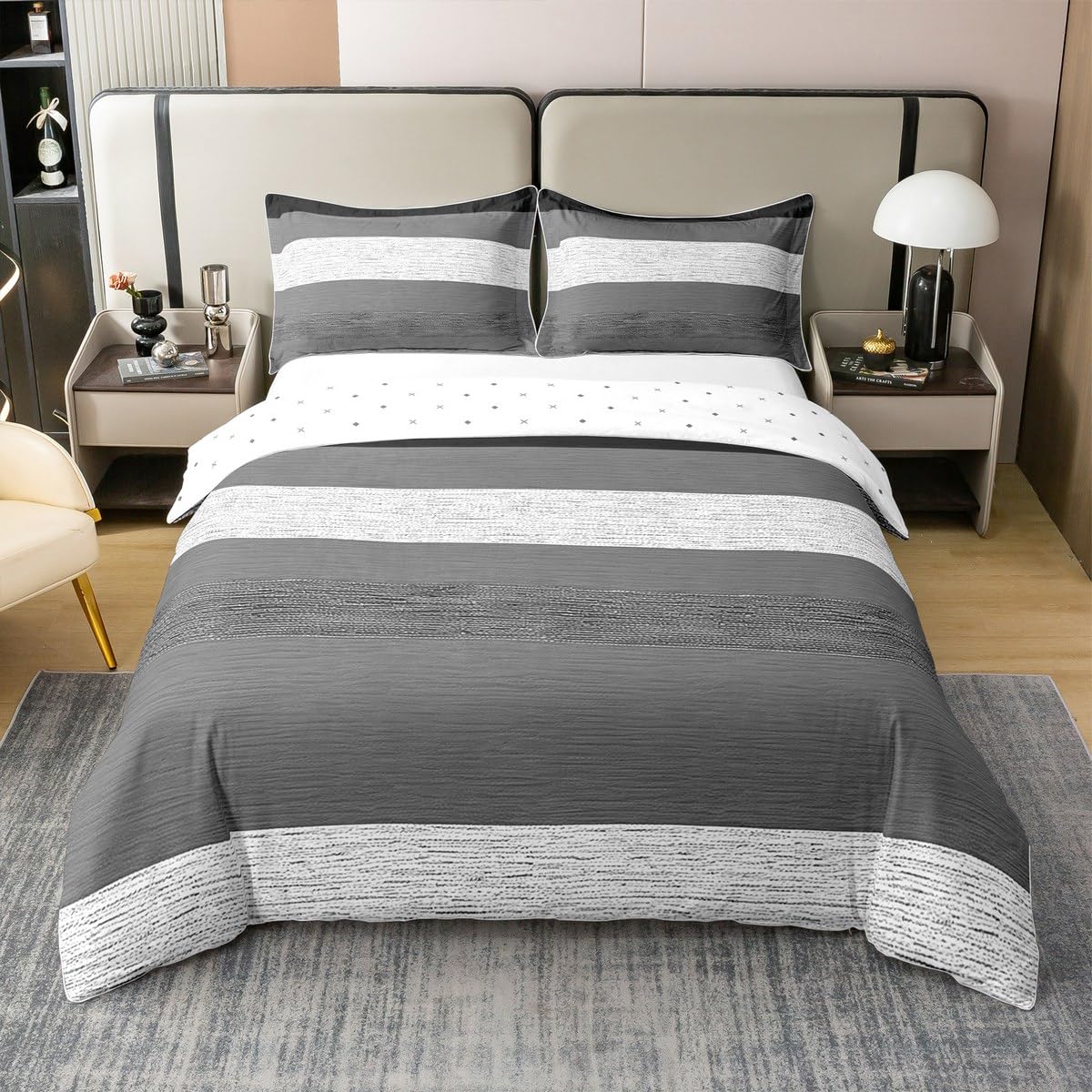 Housse de couette 220x240 coton anti-transpiration parure lit géométrique Homewish