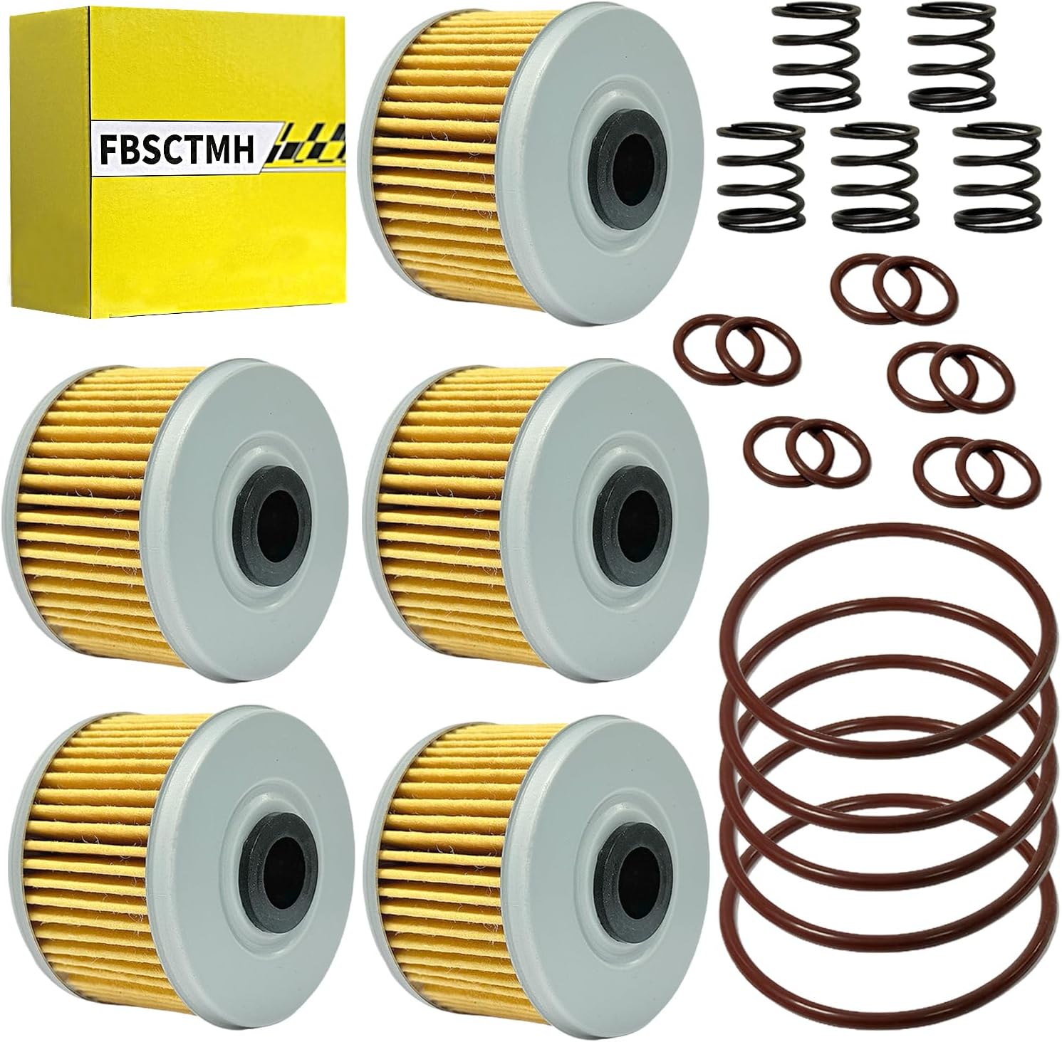 15412-HM5-A10 5 Pack Oil Filter & Springs O-Rings Compatible with Rancher 350 420 Foreman 450 500 520 Pioneer 500 520 TRX300X TRX300EX TRX400EX TRX350FE TRX450FE,ATV Oil Filters