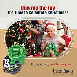 InstaBows Large Green Gift Bow 12 Color Changing Holographic Pull String Bow Perfect for Gift Wrapping Big Presents Cars Bikes & More
