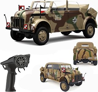 HG4-51 Remote Controlled Military Car Truck Vehicle Convertible 1/18 Scale 10-Channels Steyr I500A Alloy RC Military Truck for 14y+ Adults w/Lighting/Sound/Smoking (Top Version RTR)