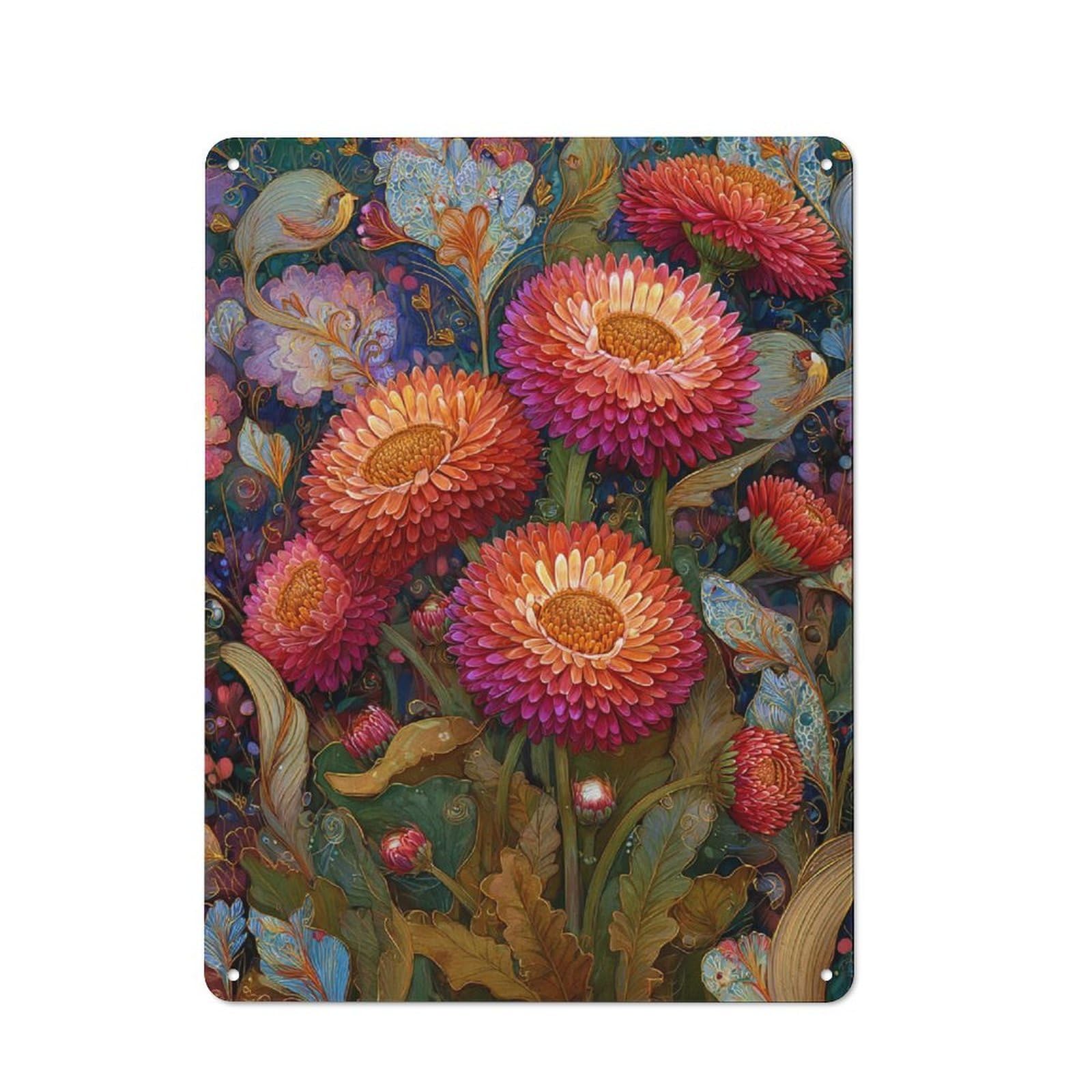 Vibrant Floral Artistry -4 Printed Metal Sign 40x30cm for Kitchen Or Home Bar, Housewarming Present for People Styling Kitchen And Home Bar
