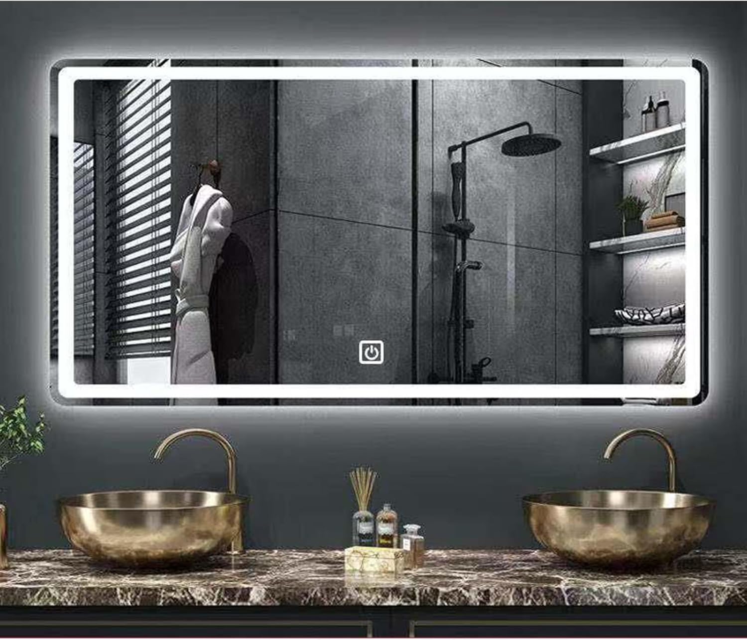 Led Mirror for Bathroom, Anti-Fog Bathroom Mirror with LED Lights, Dimmable 3 Colors, LED Bathroom Mirror Vanity Mirror with Lights Wall Mounted(60 * 80cm)