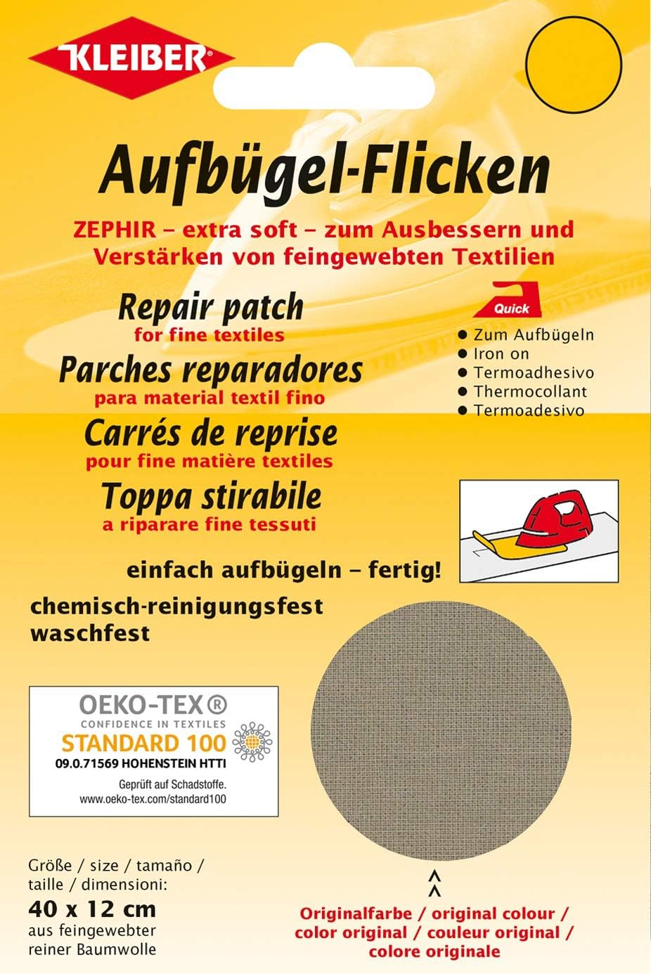 Kleiber Iron On Repair Patch for Fine Knit Textiles-40cm x 12 cm Size-Cream