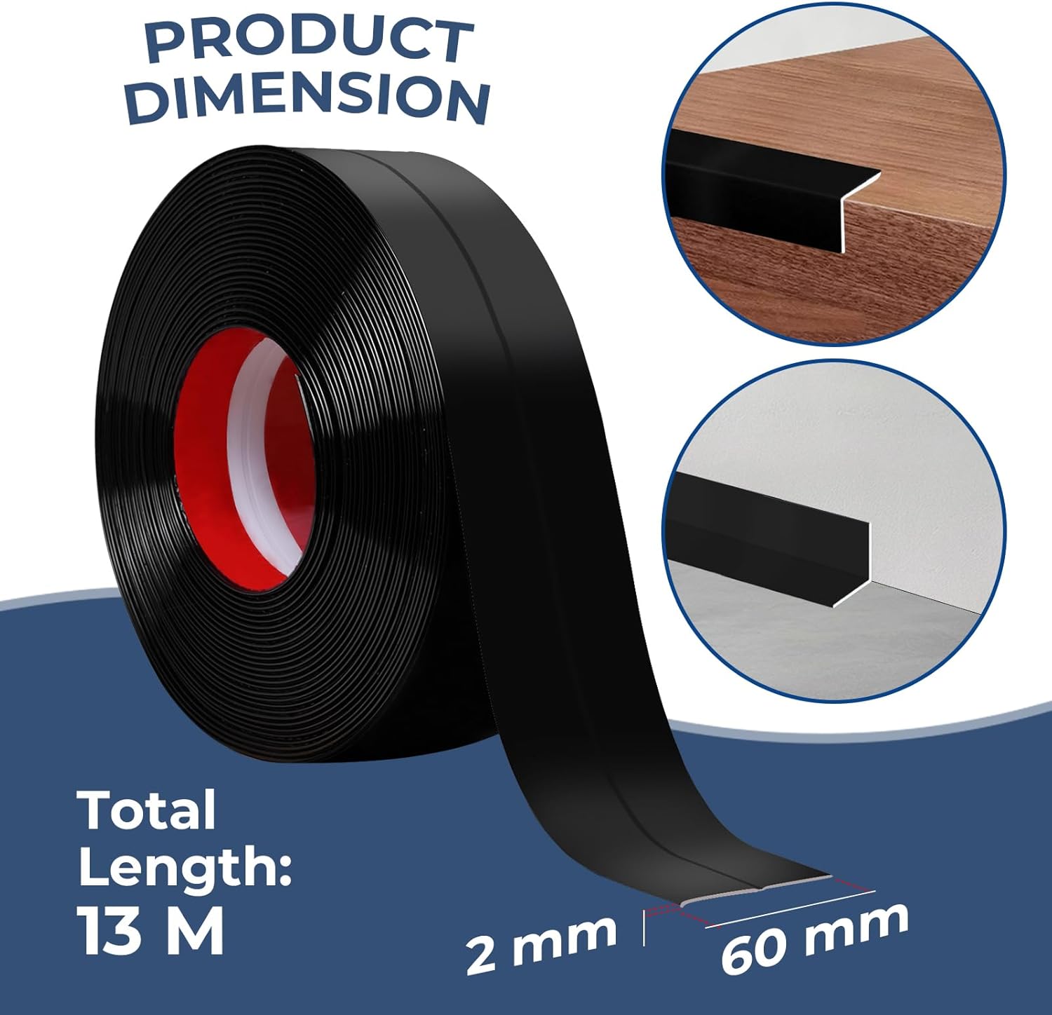 Storystore Wall Corner Protector Moulding Trim 2.4 in x 42.7 Ft,Peel and Stick Corner Moulding Trim, Self Adhesive Corner Guards Edge Protector for Wall Edge Corner, Countertop,Black