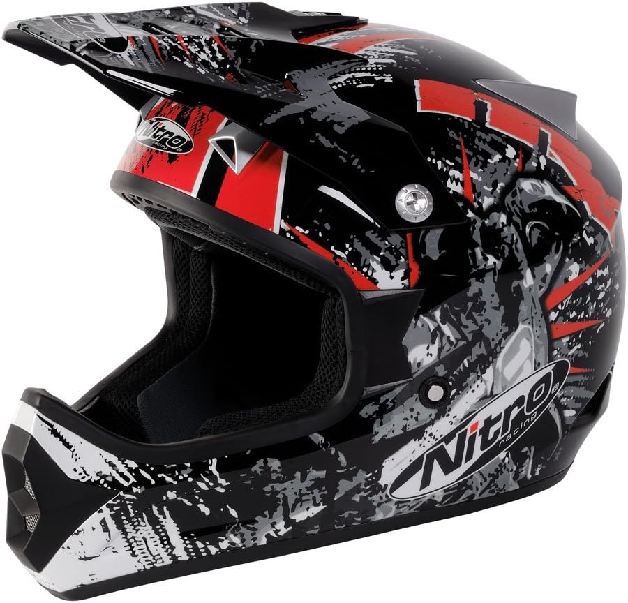 Nitro Extreme MX Off-Road Helmet (Black/Red, Medium)
