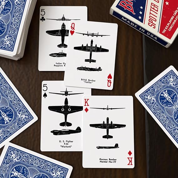 Bicycle Spotter Blue Playing Cards WWII Aircraft Silhouettes Deck