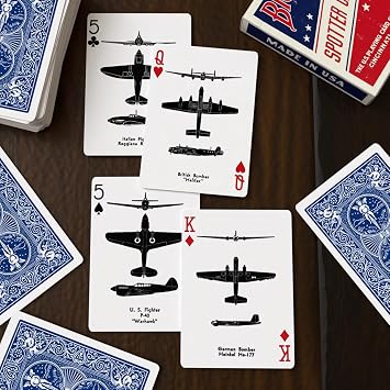 Bicycle Spotter Blue Playing Cards WWII Aircraft Silhouettes Deck