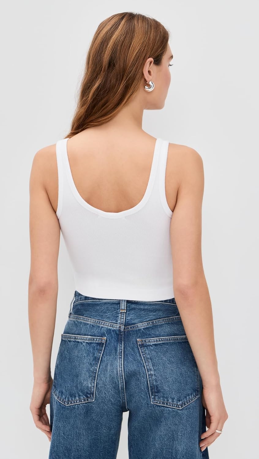perfectwhitetee Women's Daisy Cropped Cotton Ribbed Layer Tank