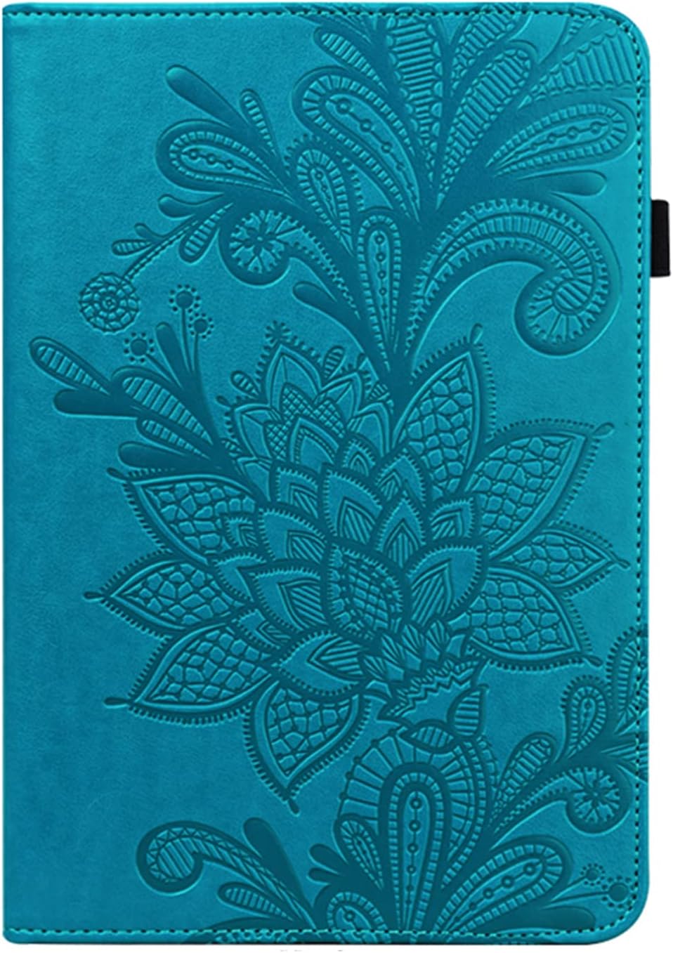 for Kindle Fire HD 8 Case 8th/7th/6th Generation (2016/2017/2018) with Stand/Pencil Holder/Pockets [Auto Wake/Sleep] Magnetic Smart Embossed Floral PU Leather Shockproof Cover, Blue Flower