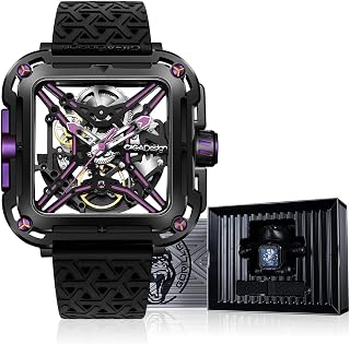 Mechanical Automatic Watch X Series SUV Inspired Anti-Shock Design Sapphire Crystal Analog Skeleton Watches with Silicone and Nylon Strap Fashion Wrist Accessories for Men and Women