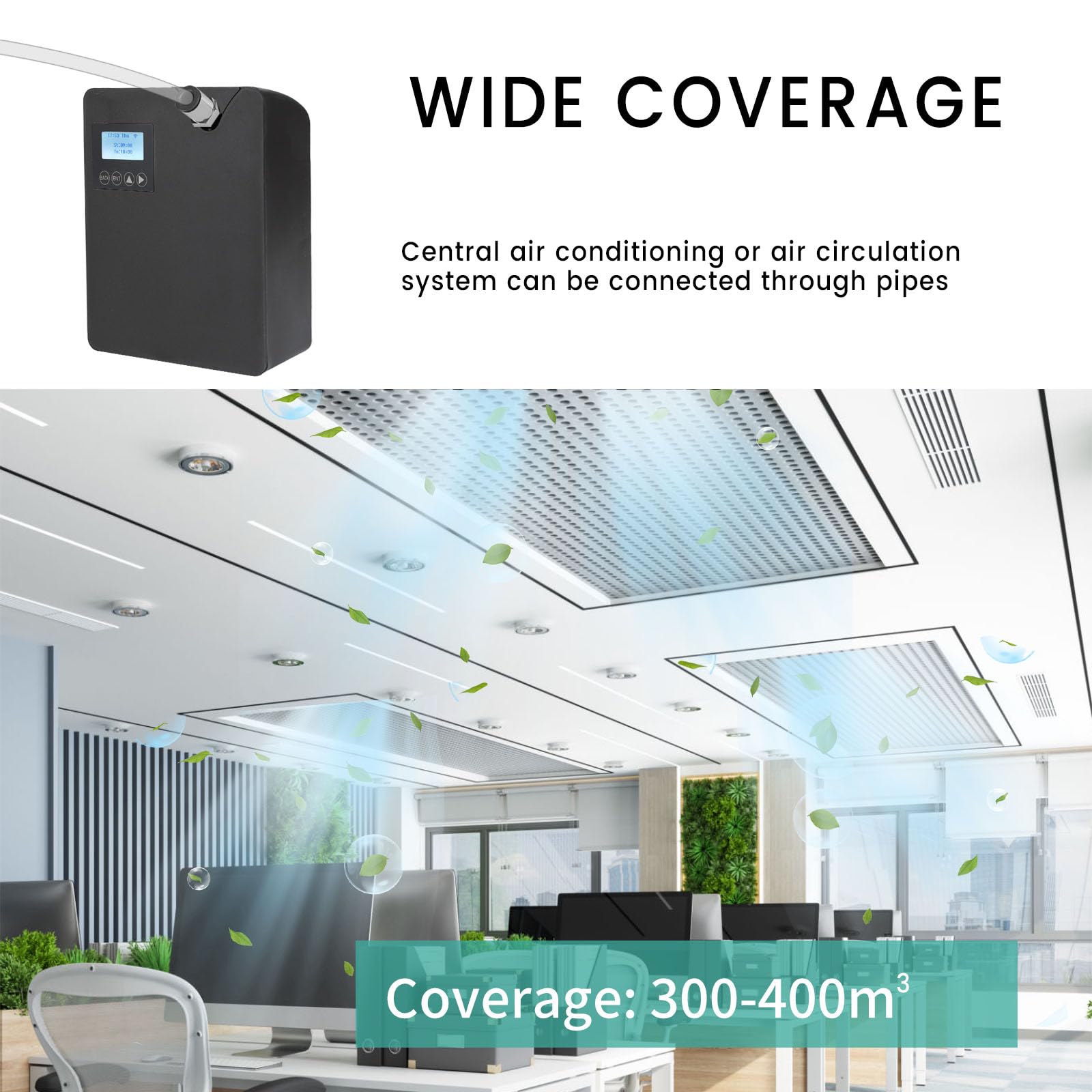 Difusor de aceites Esenciales sin Agua - Difusor de aromaterapia Bluetooth y Wi-FI - Difusor Profesional sin Agua - 300 ml - para Habitaciones Grandes (Negro)
