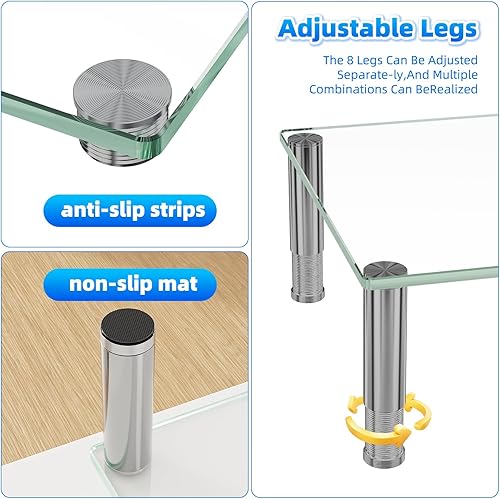 Miniatura 7 de Simple Trending Soporte elevador de monitor doble, organizador de escritorio de oficina para computadora para 2 monitores con vidrio templado,