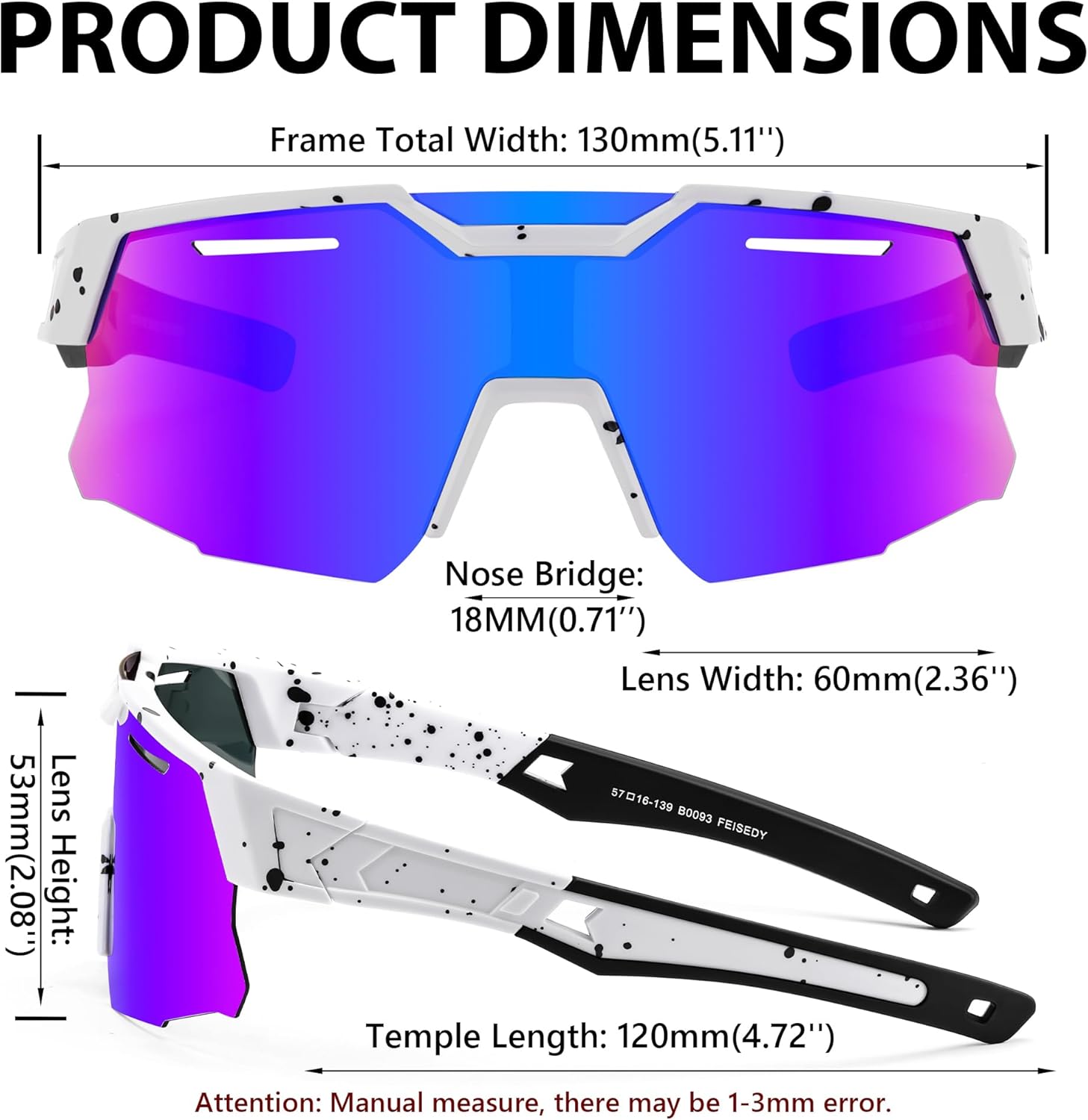 FEISEDY Kids Teens Baseball Polarized Sunglasses Sports Cycling Glasses for Youth Boys Girls Age 8-16 B0157