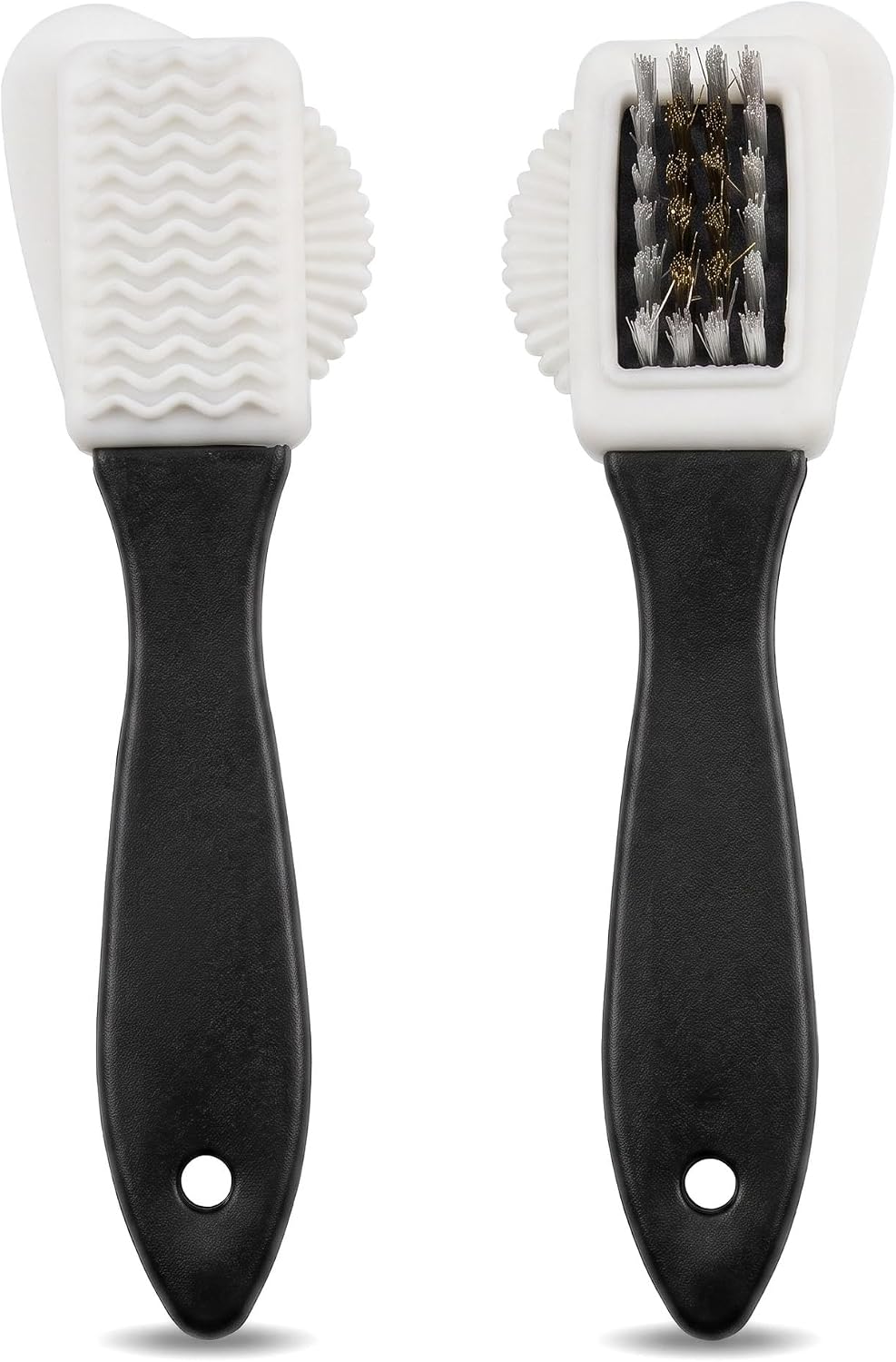 TORMEN Suede Shoe Brush 2-Pack, 4-Way Nubuck Cleaner for Boots Black