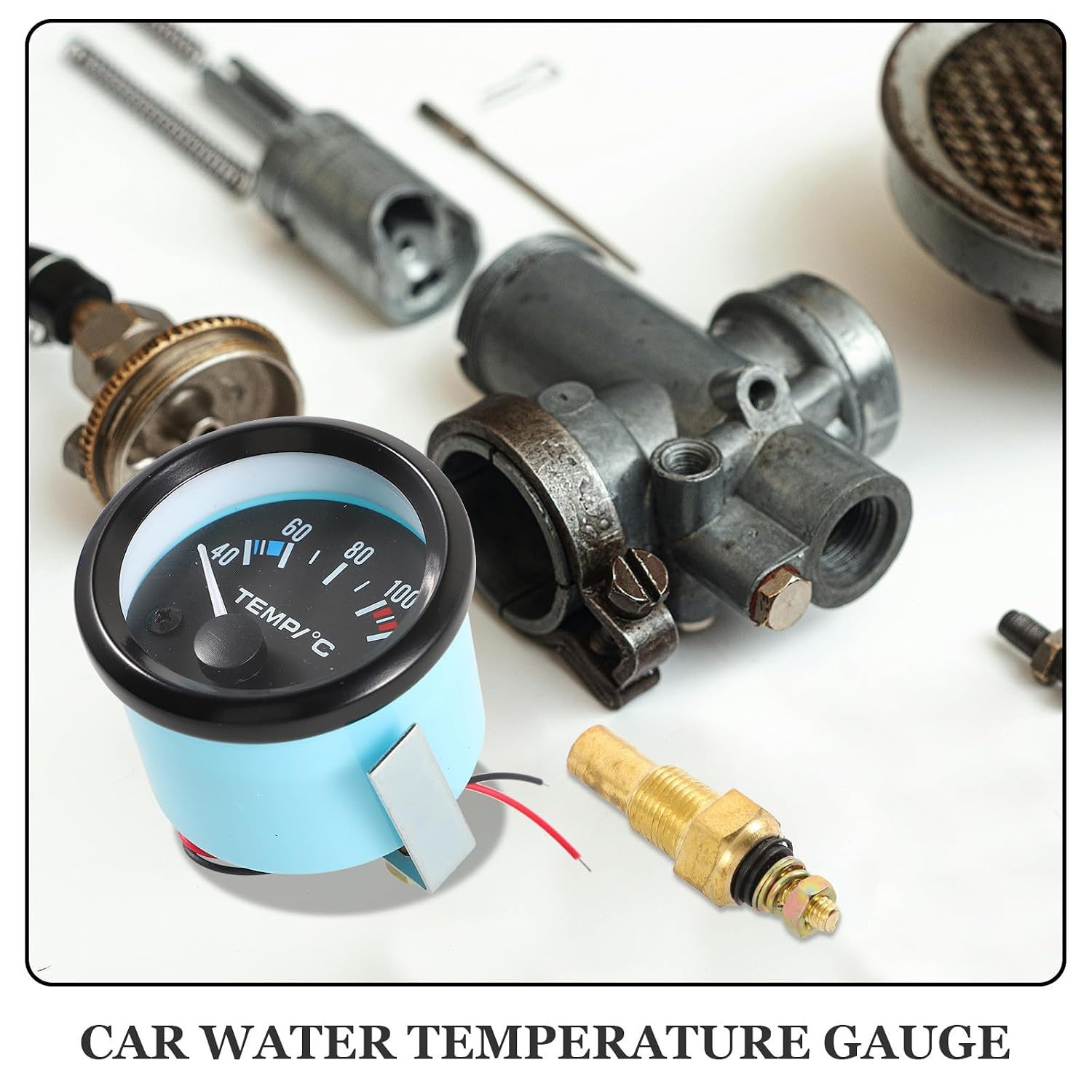 Universal 12v 52mm Water Temperature Gauge for Car Automotive Cooling System with Temperature Sensor, Auto Water Temp Gauge Kit Compatible with Most Vehicles