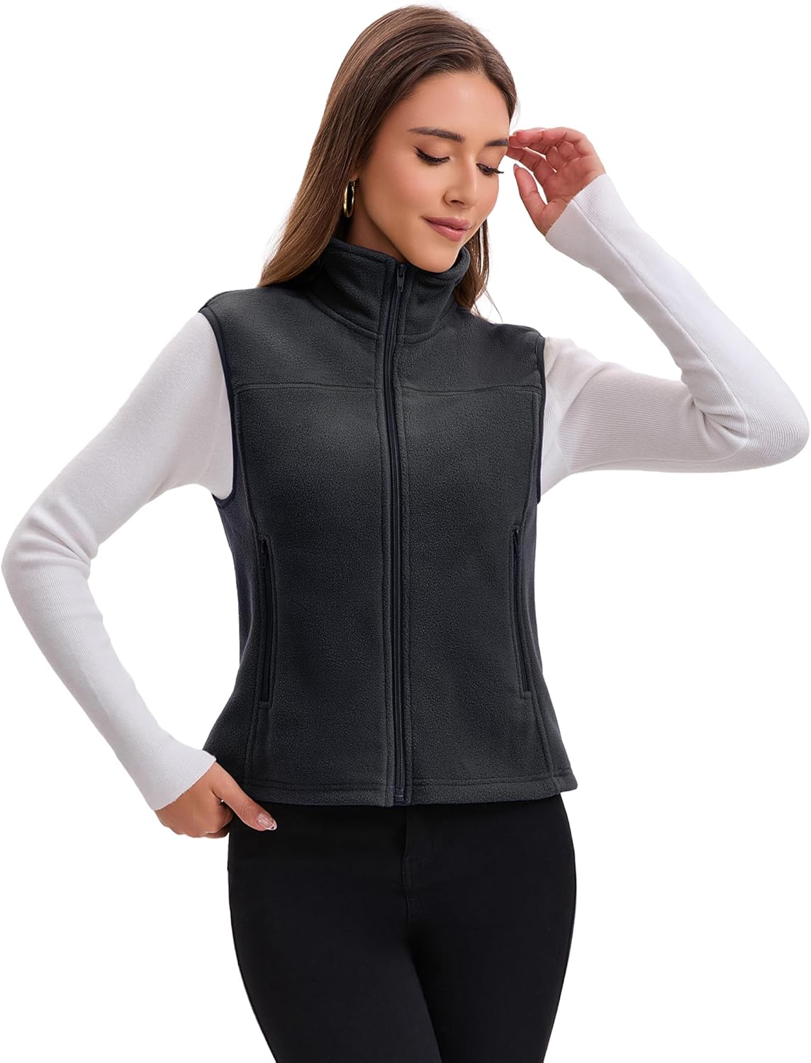 Women's Fleece Vest Lightweight Warm Outdoor Polar Vest with 4 Pockets for Spring Casual Fashion (XS - XXL) - Image 4