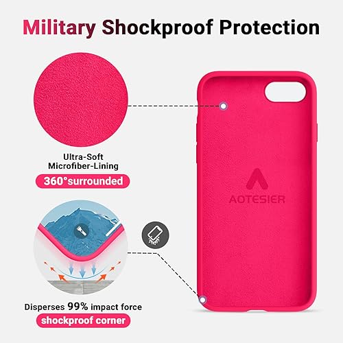 Miniatura 5 de AOTESIER Funda compatible con iPhone SE y iPhone 8 de 4.7 pulgadas, sedoso al tacto, goma de silicona suave de alta calidad, antihuellas, cuerpo