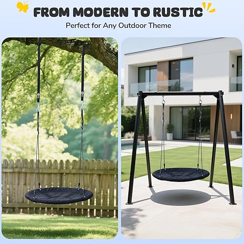 Miniatura 4 de Trekassy Columpio de árbol de platillo de 40 pulgadas para niños y adultos, para exteriores, 900D, Oxford, impermeable, con 2 correas para colgar en
