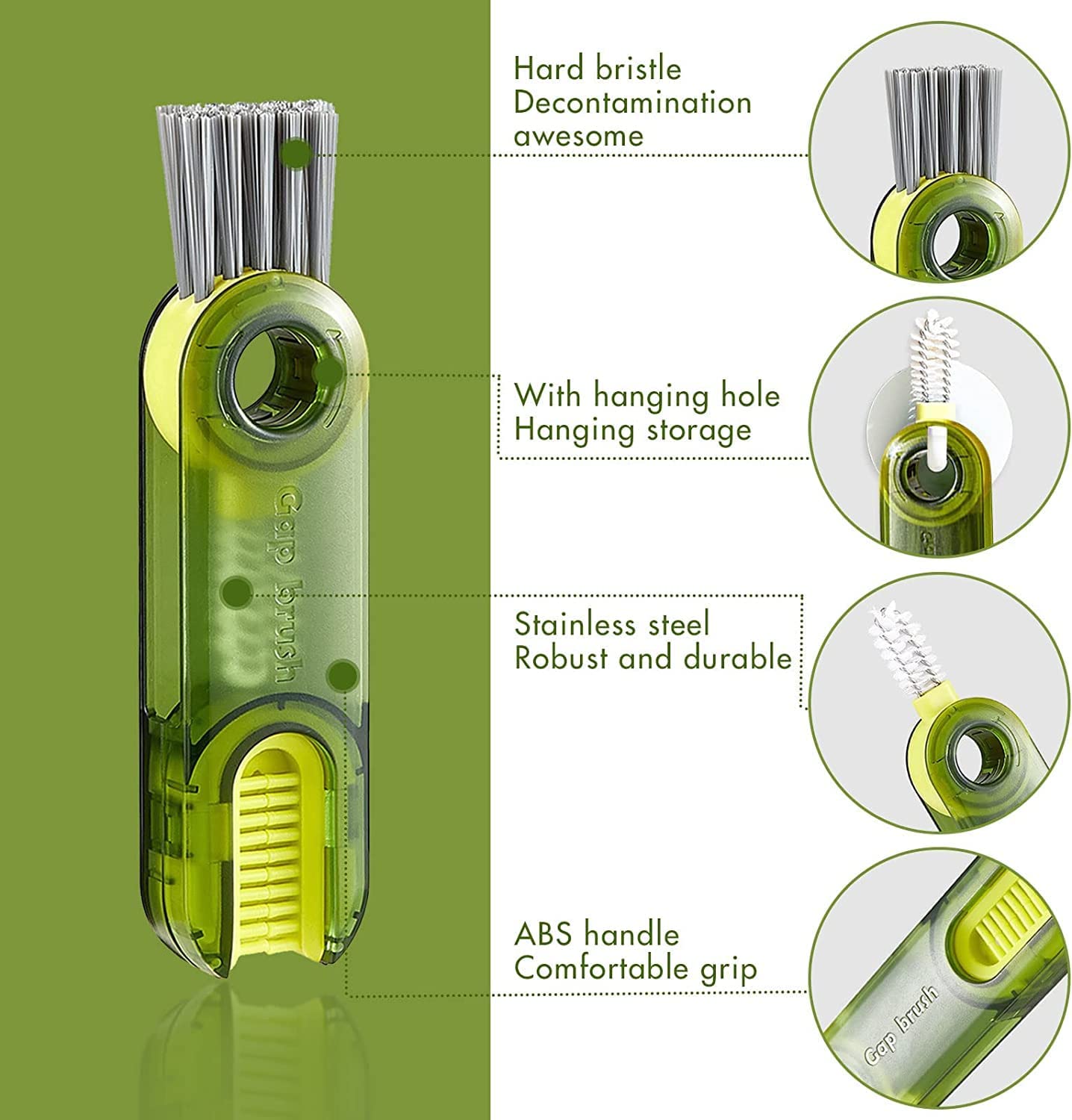 3 in 1 Multipurpose Bottle Gap Cleaner Brush,6 Pack Cup Cover Cleaning Brush,Cup Crevice Cleaning Tools,Water Bottle Cleaner,Home Kitchen Cleaning Tools 3