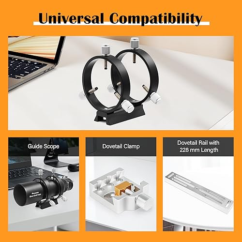 Miniatura 5 de Astromania Juego de anillos de guía ajustables con placa – 2.717 in de diámetro interior (par) – para tubo de telescopio de diámetro o buscadores