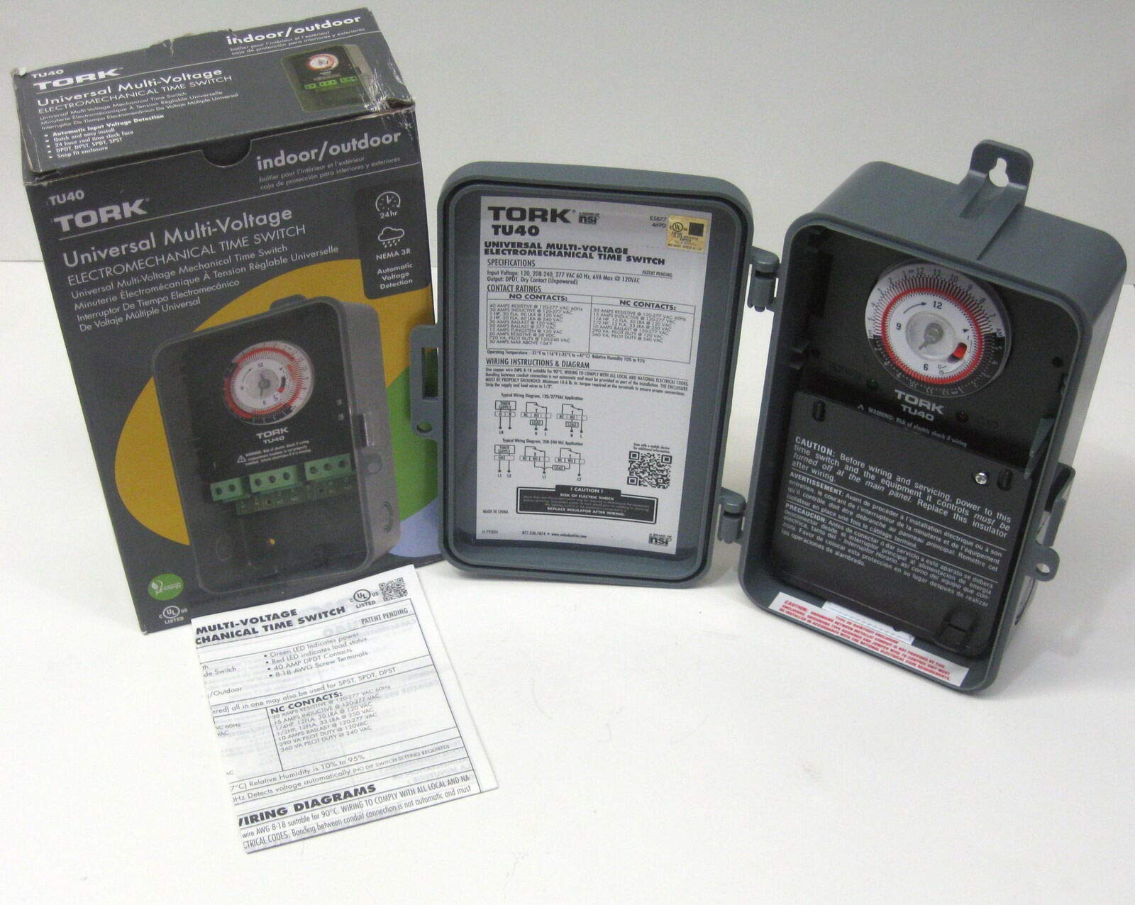 Replacement for fits Tork TU40 Universal Multi-Voltage Electromechanical 24 Hour Timer Control