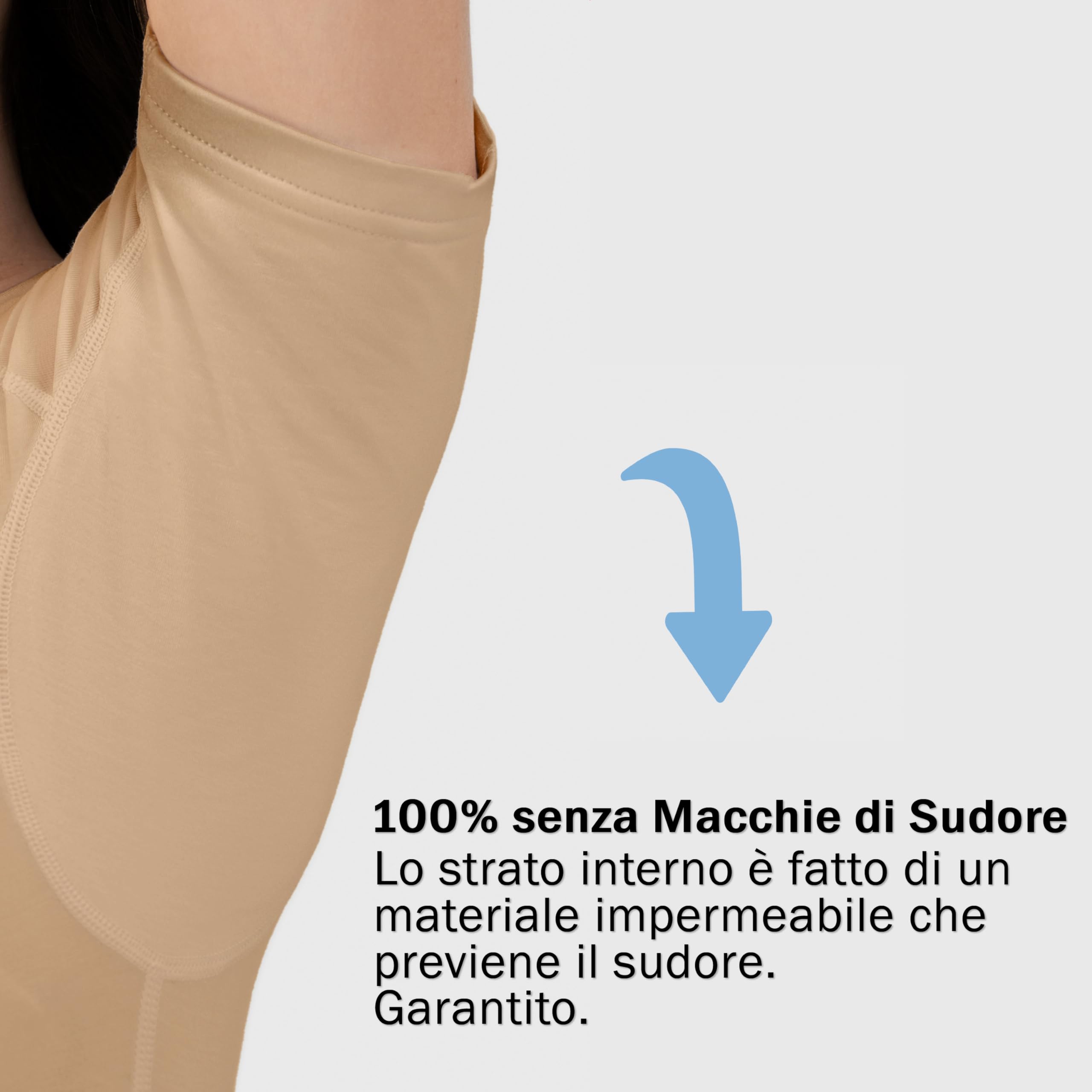 Maglia Anti Sudore - T-Shirt Contro Le Macchie di Sudore - Canotta antisudore - T Shirt Donna - con ArmPads PRO e Trattamento Silver - Donna - Girocollo