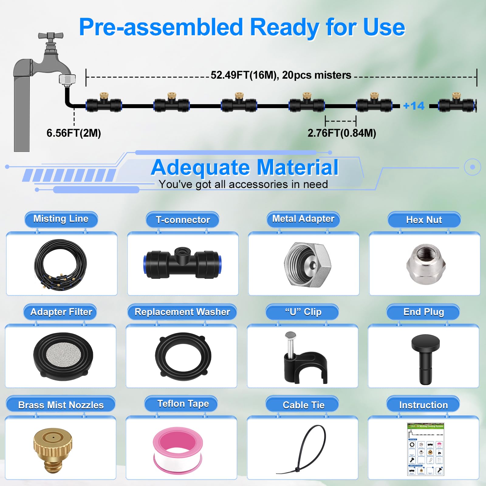 Amazon.co.jp: GOXAWEE ミストシステム 59フィート (18m) ミストライン