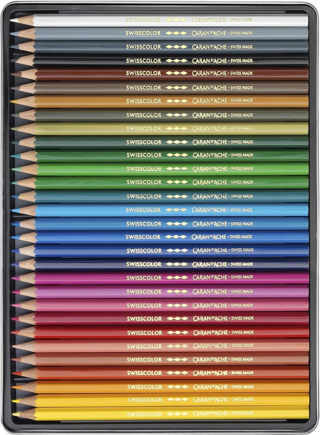 CARAN D ACHE 30 Permanent-Buntstifte und 2 Karten. Swisscolor Selection