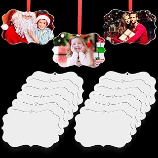 15 Pcs Christmas Sublimation Ornament Blank Bulk Sublimation Blanks Products Unfinished Ornaments Double Sided Blank Heat Transfer Pendant with Rope for DIY Craft Wedding Gifts Party Home Decor