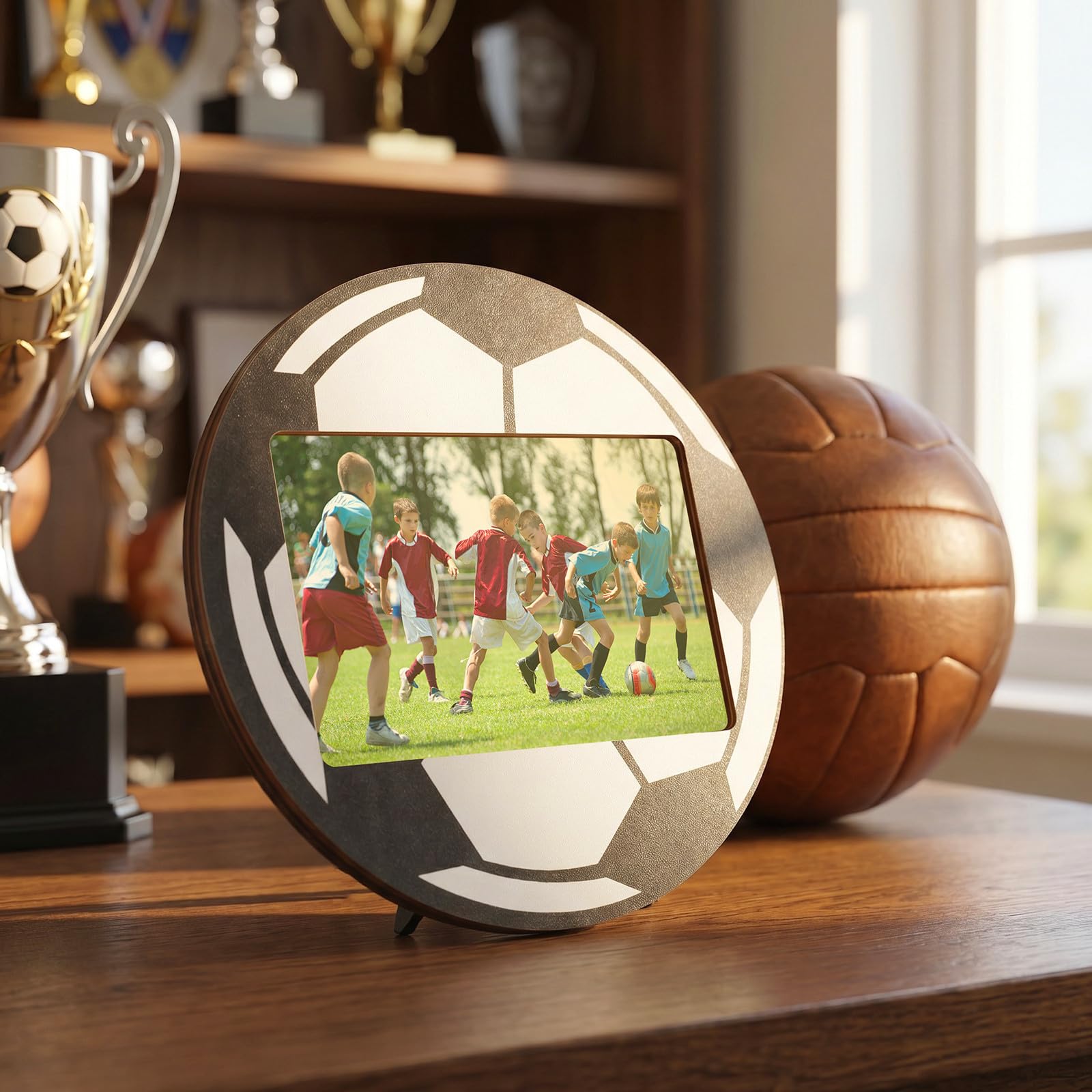minkissy 6 Pezzi Cornice Resistente in Nero da Tavolo e Legno Foto Design per Rustico Sportivo Facile da Pulire, per Decorazioni Casa e Tavoli da Pranzo di Appassionati di Calcio