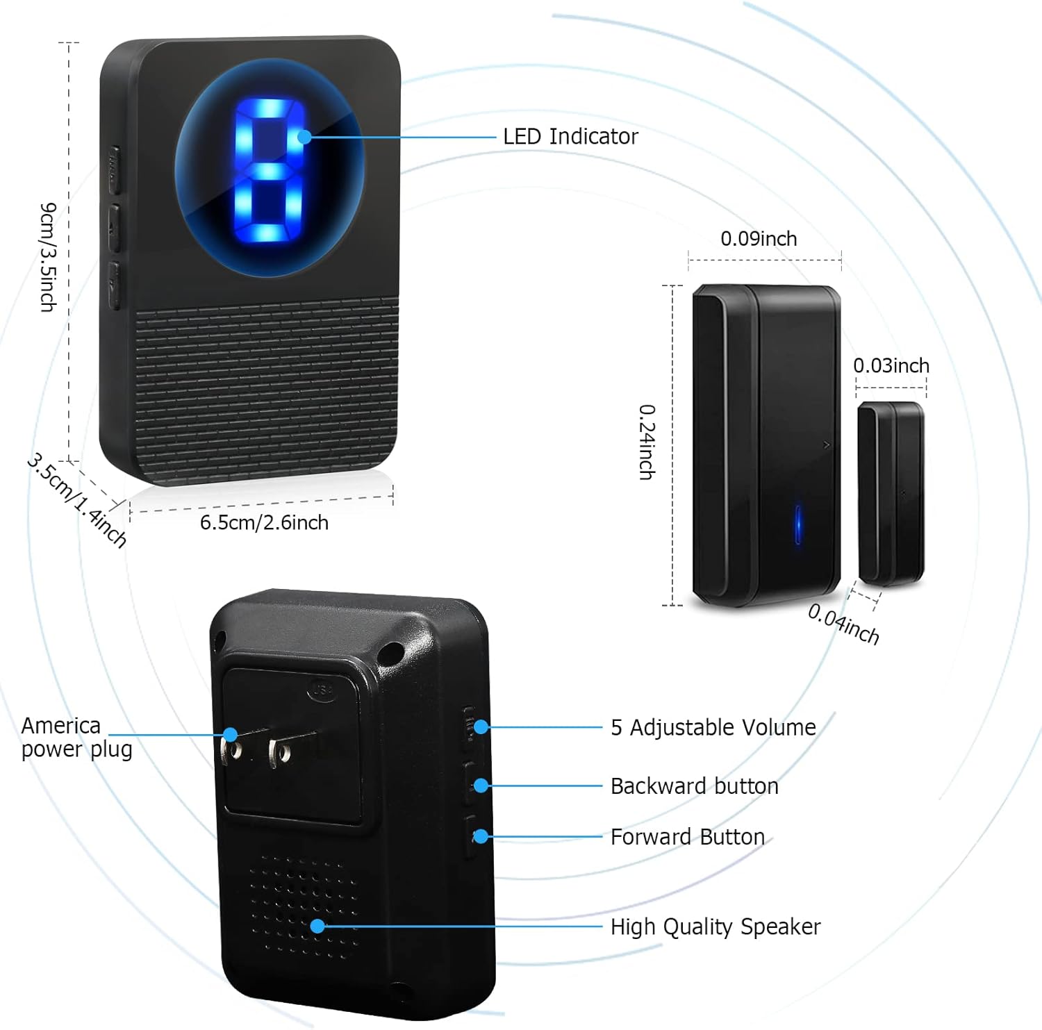 Buy Door Chime Wireless Door Sensor for Business Home Office When