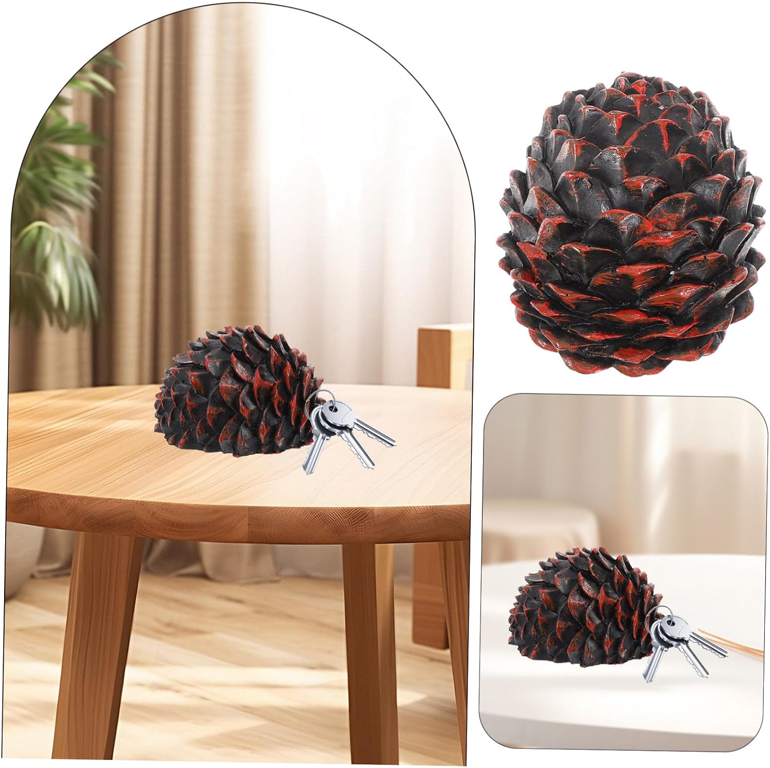 Pine Cone Key Hider Storage Box Discreet Outdoor Key Holder for Blends with Landscaping Safe Materials for Hidden Key Storage One Pack
