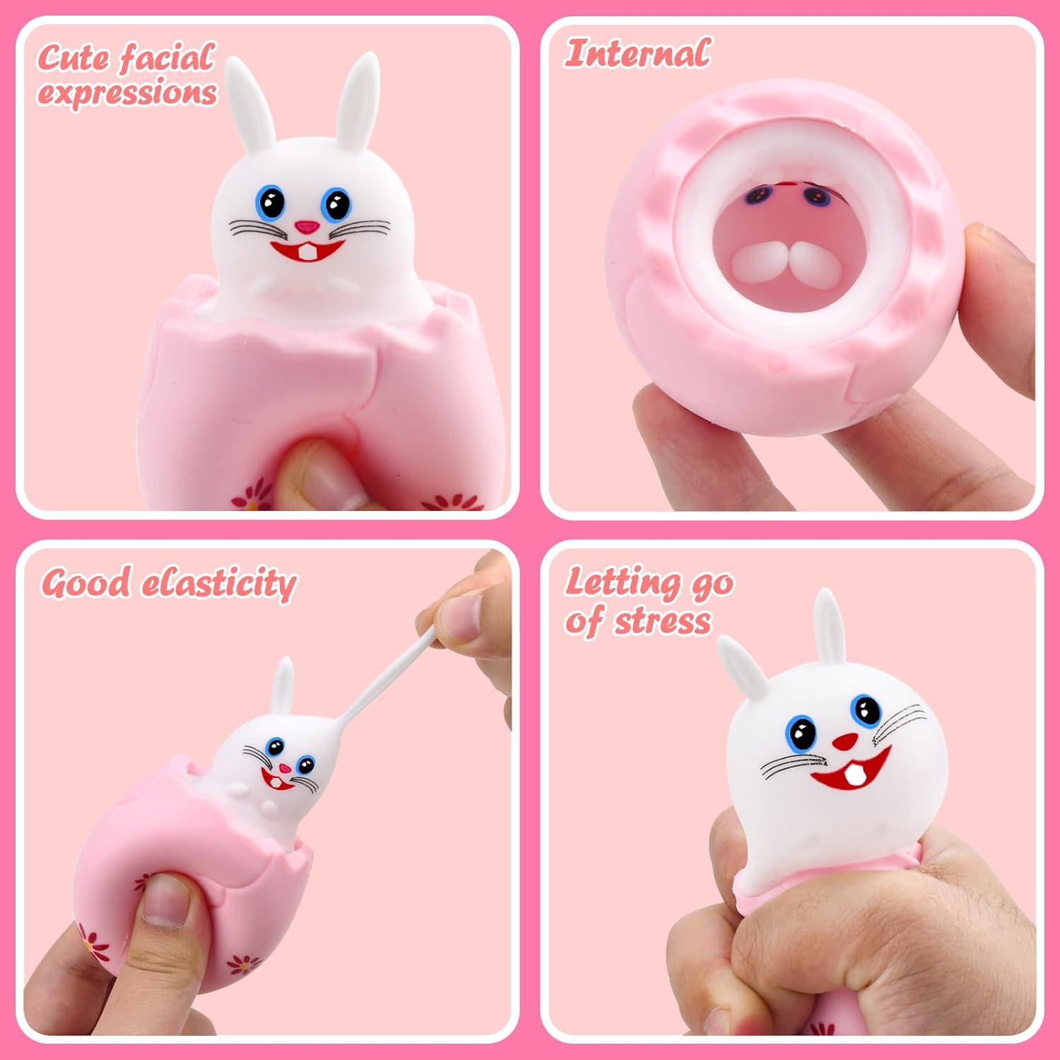 12Pcs Easter Eggs Squishy Bunny Squeeze , Cute Rabbits Easter Eggs Carrots, Pop Up Carrot Bunny Stress Relief Squeeze for Easter Gift