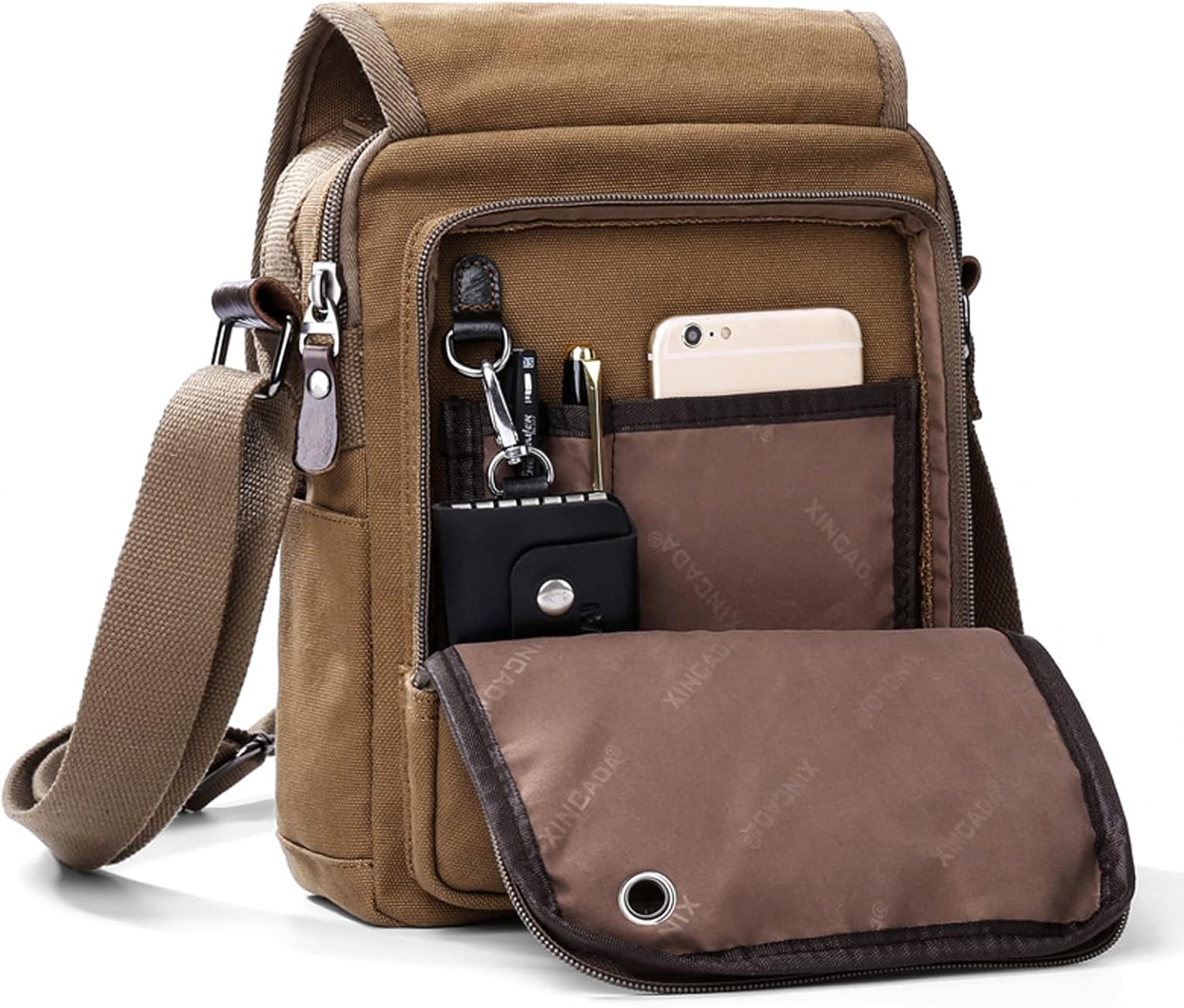 XINCADA Mens Bag Messenger Bag Canvas Shoulder Bags Travel Bag Man Purse Crossbody Bags for Work Business - Image 3