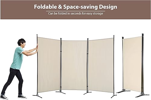Miniatura 9 de Divisor de habitación de 3 paneles, separadores de pared de oficina portátiles plegables con marco de metal, pantalla de privacidad para separación